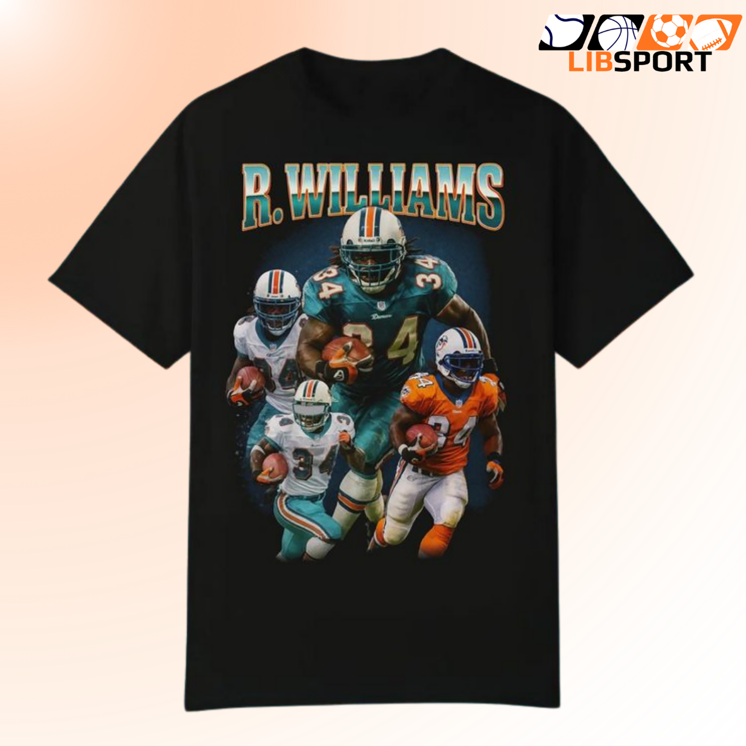 Ricky Williams Shirt, Miami Dolphins T-Shirt, Vintage Football Tee Ricky Williams Shirt, Miami Dolphins T-Shirt, Vintage Football Tee